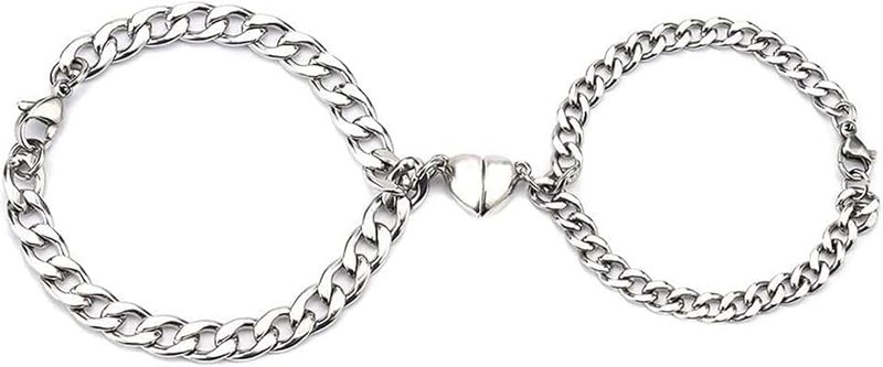seta-au Couple Bracelet Magnetic - Stainless Steel Heart Magnet Bracelet - His and Hers Matching Couple Bracelets | Heart Magnet Attraction Bracelets for Women Men Seta-au