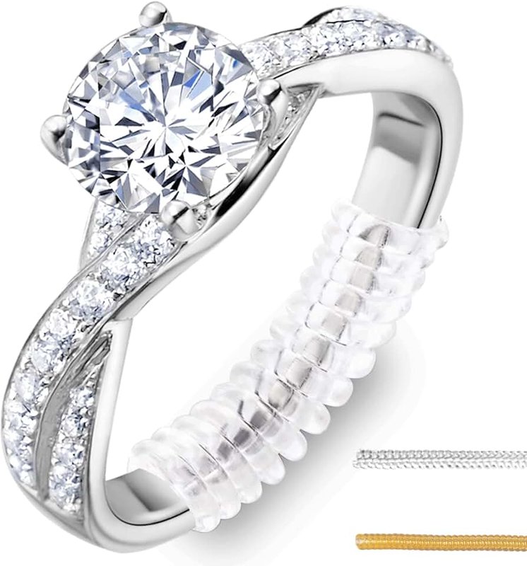 Yowamho Ring Size Adjuster for Loose Rings, Yowamho 8 Pcs/ 16 Pcs Invisible Spiral Transparent Ring Guard Clip Jewelry Resizer Set for Making Jewelry Fitter, Tightener, Spacer, Sizer for Men and Women