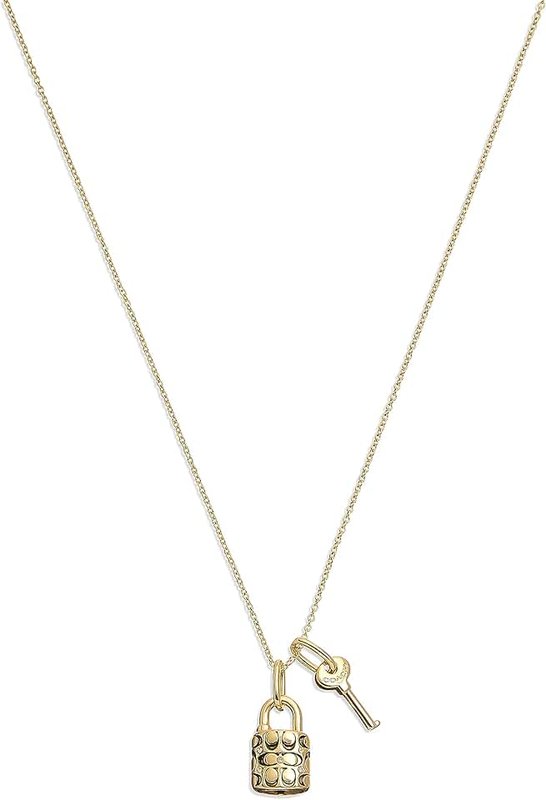 COACH Quilted Padlock Key Necklace