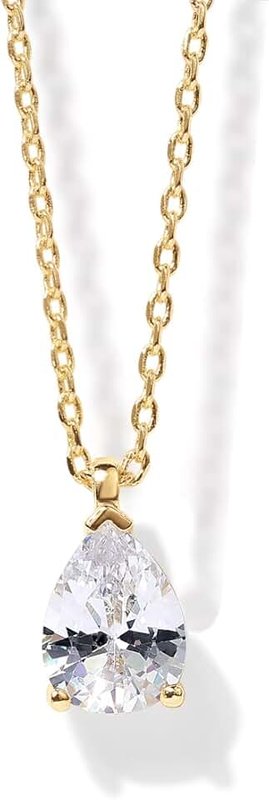 PAVOI 14K Gold Plated 925 Sterling Silver CZ Diamond Pendant Necklace for Women | Adjustable Slider