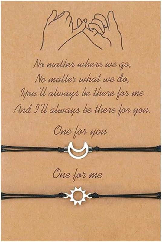 Xiyantiji Matching Relationship Bracelet Pinky Promise Bracelets for Best Friend Friendship bracelets Gifts for 2, Sun And Moon Bracelets for Couples Best Friends Gifts
