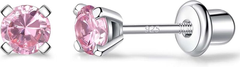 LUCKMORA 925 Sterling Silver Cubic Zirconia Earrings Studs for Men Hypoallergenic Nickel Free Earrings for Women Princess Round Cut