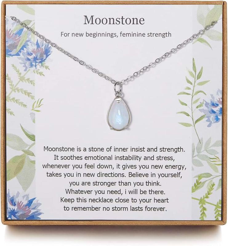 TISSGIRL New Beginnings Rainbow Moonstone Sterling Silver Necklace for Women, Healing Gifts, Strength Gift New Job Gift for Her, Moonstone Jewelry
