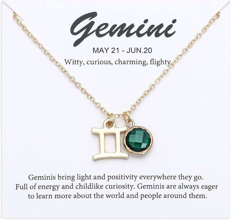 TGOLM 14k Gold Plated Zodiac Birthstone Pendant Necklace, Horoscope Sign Charm Necklace for Women Girls' Birthday Gift