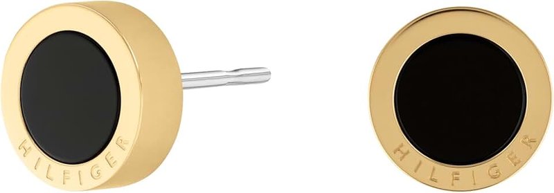 Tommy Hilfiger Women's Gold Steel & Black Onyx Stone Stud Earrings, 2780662, Gold/Black, One Size