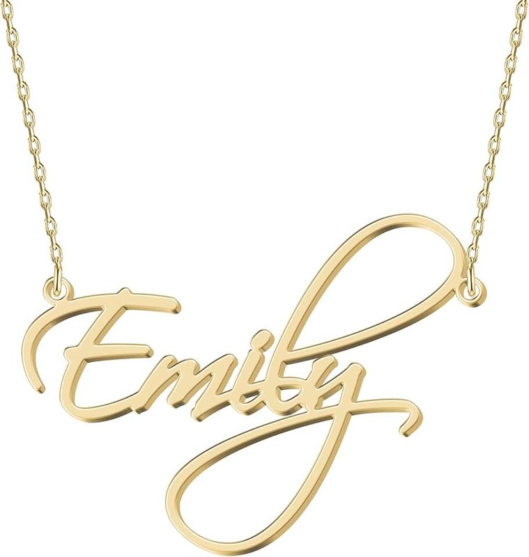 UMAGICBOX Personalized Dainty Name Necklace 18K Real Gold Plated Stainless Steel Hypoallergenic No Fade Custom Engraved Initial Nameplate Pendant Jewelry Customized Birthday Mother Christmas Day Gifts for Women Girls Teen Kids Daughter