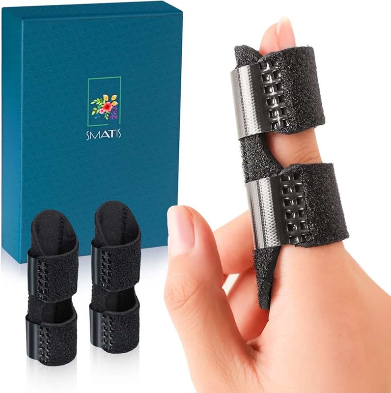 SMATIS SMATIS Trigger Finger Splint, 2 Pieces Finger Brace for Arthritis Pain and Support with Aluminum Strip, Adjustable Finger Splints Fits Index Finger, Middle Finger, Ring Finger
