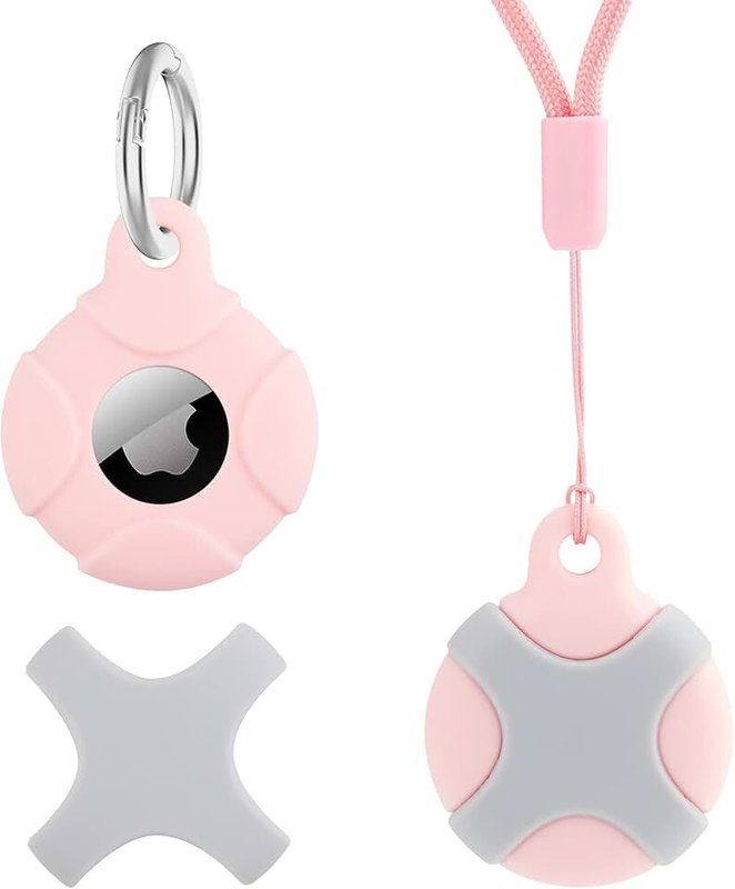 DLENP Holder for Kids Necklace Kids & Adults, Adjustable Necklace for Child Boys Girl Elders Hidden with Keychain,Waterproof Case with GPS Tracker (Pink/Grey)