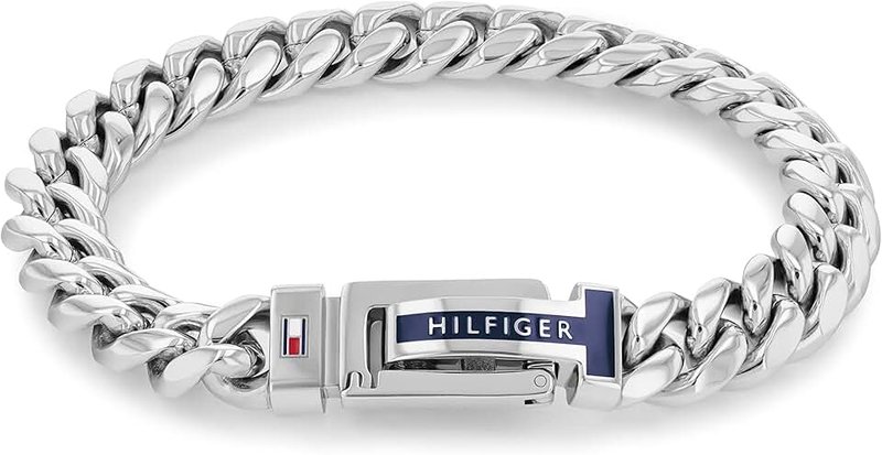 Tommy Hilfiger Men's Adjustable Braided Metal Bracelet Chain Bracelet, 2790433, Silver, One Size