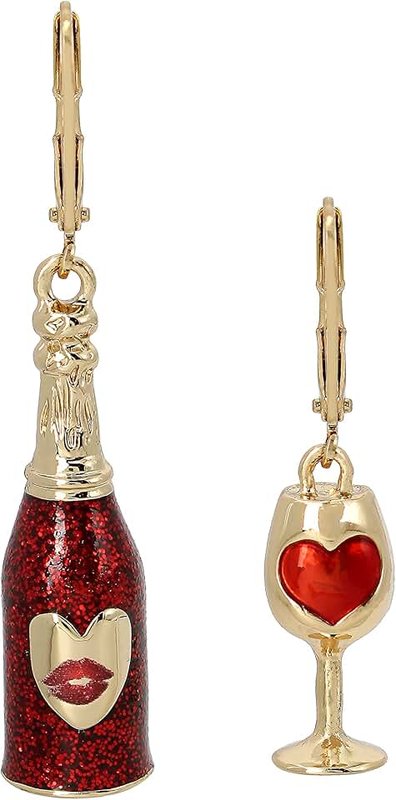 Betsey Johnson Wine Non-Matching Earrings