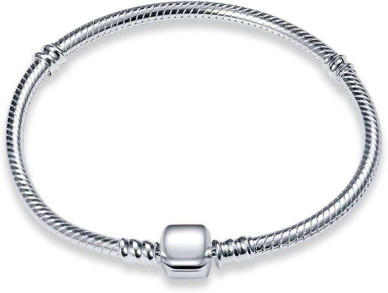 TINSLO Women's Bracelet 925 Sterling Silver Bracelets with Heart Clasp Snake Link Bracelet Valentine's Day Mother's Day Birthday Christmas Gift for Women Girlfriend Mum