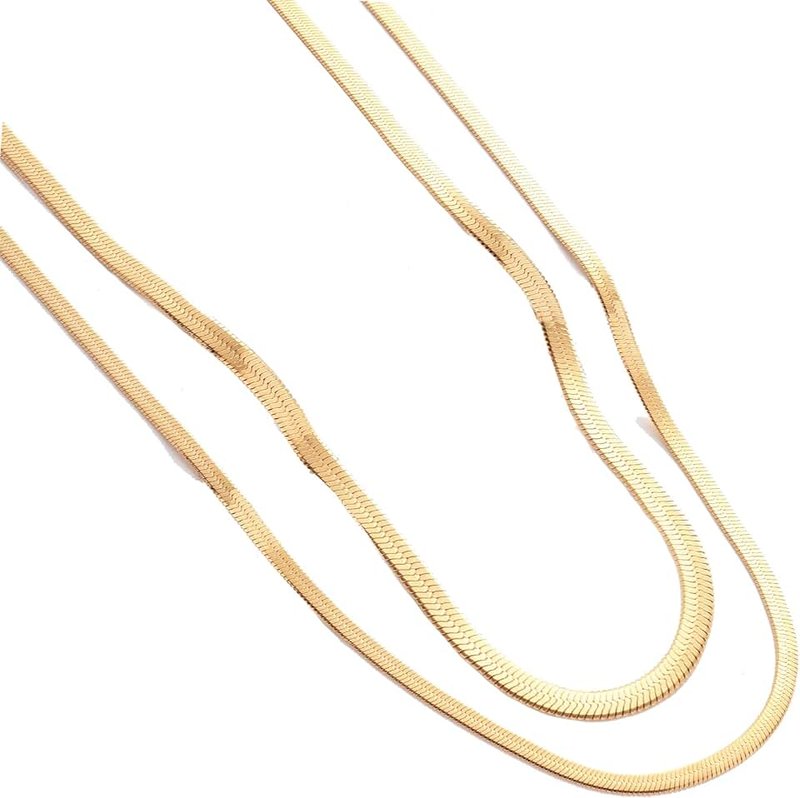 YANODA Herringbone Necklace for Women,14K Gold Necklaces for Women, Dainty Layered Gold Necklace for Women Thin Gold Snake Chain Necklaces Jewelry for Women Girls