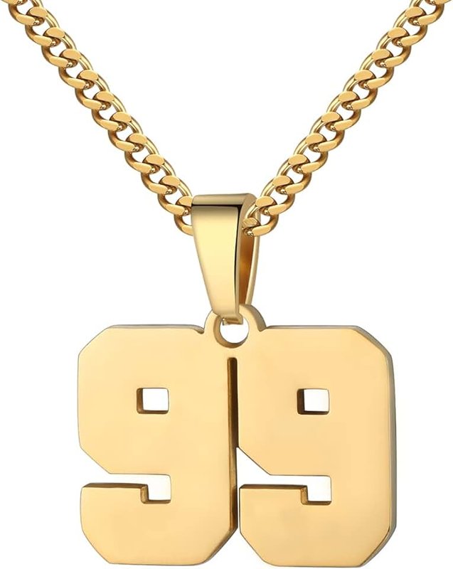 HattiDoris Number Necklace for Boy 0-99 Athletes Jersey Number Necklace Stainless Steel Chain 22+2 inch Personalized Number Charm Pendant Inspirational Jewelry Basketball Baseball Football Gift for Men