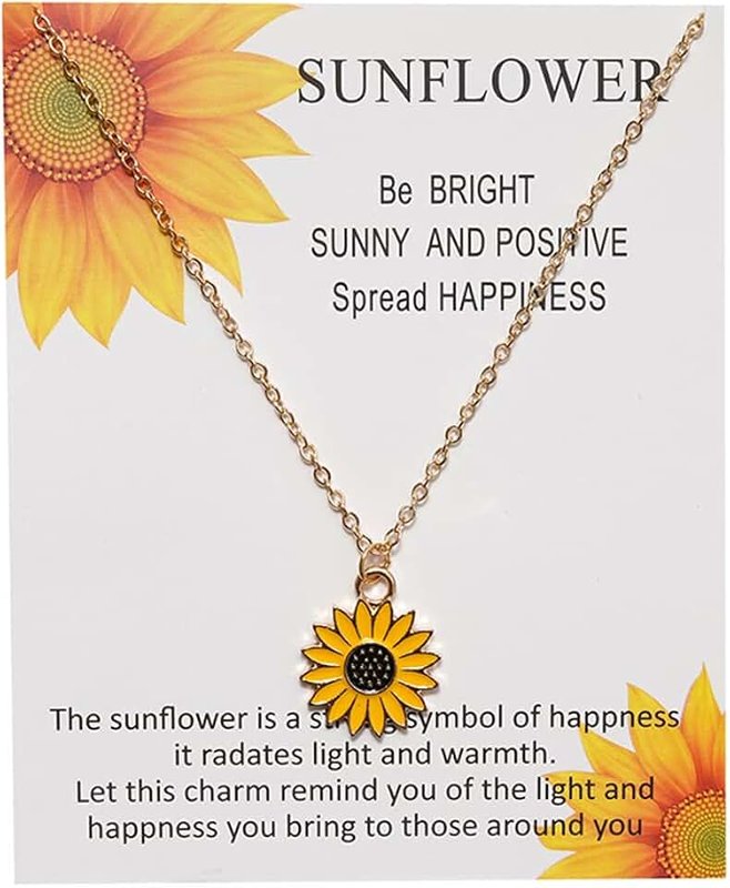 ZAHSY Sunflower Necklace Birthday Christmas Gifts for Niece Daughter Sunflower Necklaces for Women Inspirational Sunflower Pendant Necklace Gifts with Message Card