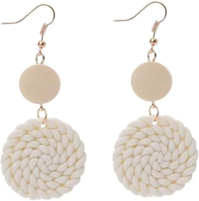 twinkle eye Polymer Clay Rattan Flower Earring,Clay Contrast Color Pottery Earrings Creative Art Woven Drop Earrings Round Geometric Vintage Earrings,Weird Earrings for Women, One Size, Polymer clay,