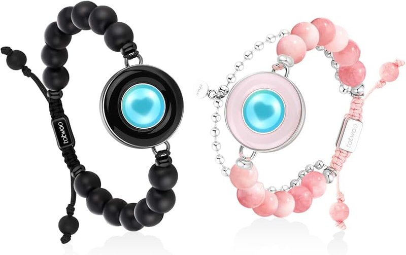 TOTWOO Long Distance Touch Bracelets for Couples, Vibration & Light up for Love Couples Bracelets | Long Distance Relationship Bracelets for Girlfriend Bluetooth Pairing Jewelry