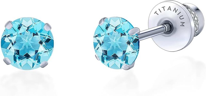limerencia Hypoallergenic G23 Implant Grade Titanium Screw Back Earrings Tragus 20G Helix F136 Piercing Post for Sensitive Ears Simulated Diamond Cartilage
