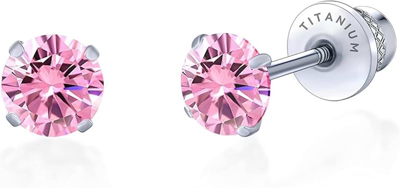 limerencia Hypoallergenic G23 Implant Grade Titanium Screw Back Earrings Tragus 20G Helix F136 Piercing Post for Sensitive Ears Simulated Diamond Cartilage