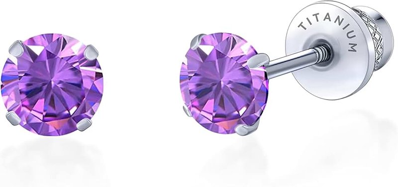 limerencia Hypoallergenic G23 Implant Grade Titanium Screw Back Earrings Tragus 20G Helix F136 Piercing Post for Sensitive Ears Simulated Diamond Cartilage