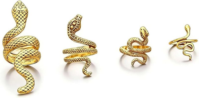 Sora Tuki Snake Ring Silver Snake Rings for Women Phoenix Ring Adjustable Vintage Rings Punk Goth Rings Gold Snake Silver Ring Set Snake Jewelry