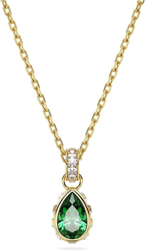 Swarovski Chroma Pendant Necklace Collection, Heart and Pear Cut, Red or Green Crystals in a Gold-Tone Plated Setting