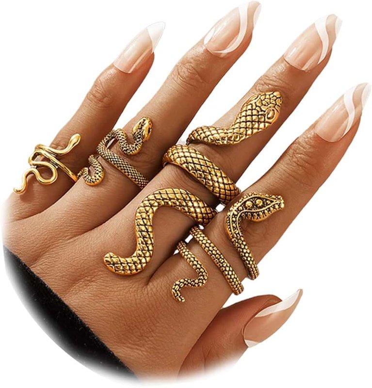 Harry and Henry 4 Pcs Snake Knuckle Ring for women Vintage Stackable Snake Rings Gothic Adjustable Open Punk Reptile Serpent Finger Rings Jewelry Gifts