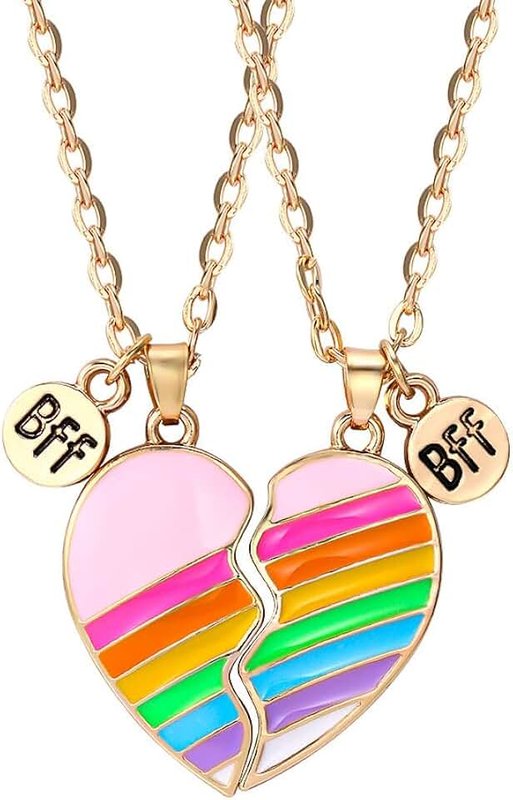 YALLNASL BFF Best Friend Gift Necklaces for 2 Girls Friendship Necklace for Women Friends Half Heart Necklace for Besties Matching Necklaces for best friends Christmas Birthday Gifts