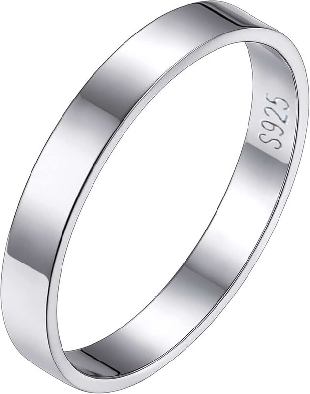 Silvora Sterling Silver Rings for Women Men 3MM 5MM Engagement Wedding Band Ring Sterling Silver Glossy Thin Stackable Bands Size 4-12(Gift Box Send)