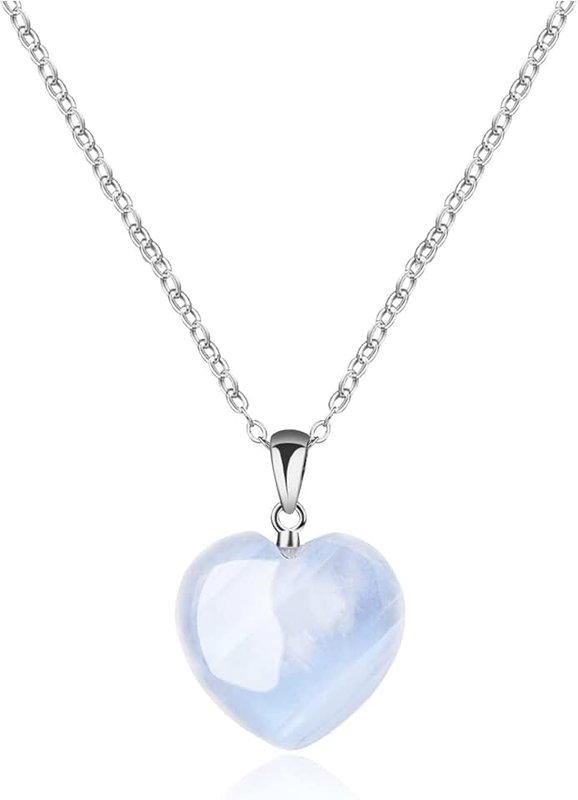 GAVU 925 Sterling Silver Moonstone Healing Crystal Necklace