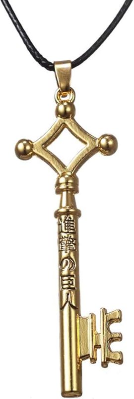 POYAMUSE Anime Eren's Key Necklace, Shingeki No Kyojin Wings of Freedom Badge Pendant Necklaces for Women Men Cosplay Costume Jewelry