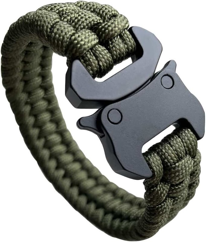 SU LIFE Parachute Cord Bracelets Trilobite Weaved Paracord Bracelet with Side Release Buckle 8.7 inch Black Bracelet for Men Women 1 Set
