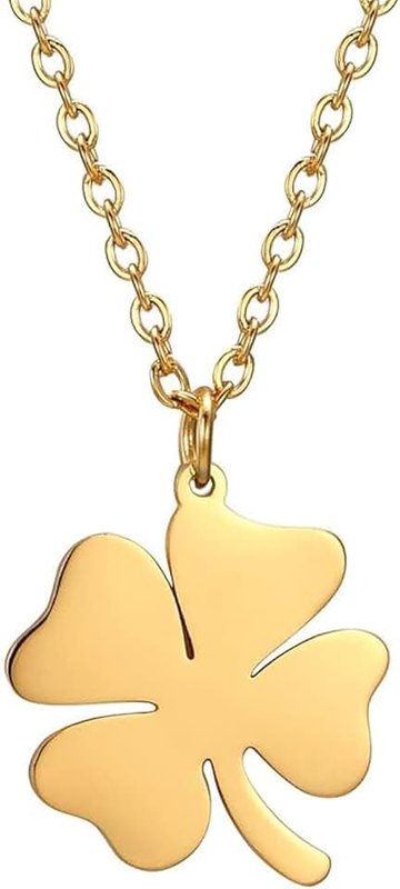 EUEAVAN Four Leaf Clover Pendant Necklace Simple Friendship Choker Amulet Flower Jewelry Gift for Women Teen Girls
