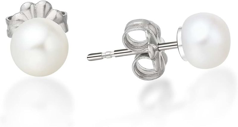 limerencia Hypoallergenic Pure Ttitanium Handpicked White Freshwater Cultured Pearl Earrings Studs G23 Implant Grade Piercing