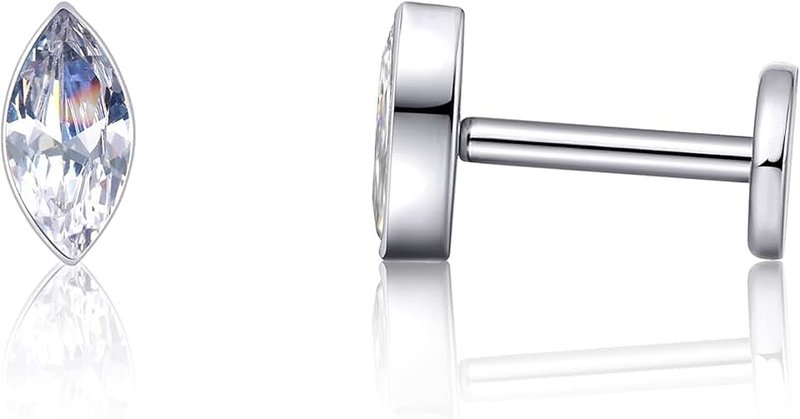 limerencia G23 Hypoallergenic 18g Flat Back Stud Earrings | F136 Implant Grade Titanium Press Fit Threadless Push Pop in Cartilage Helix Labret Lip Monroe Tragus Piercing Studs