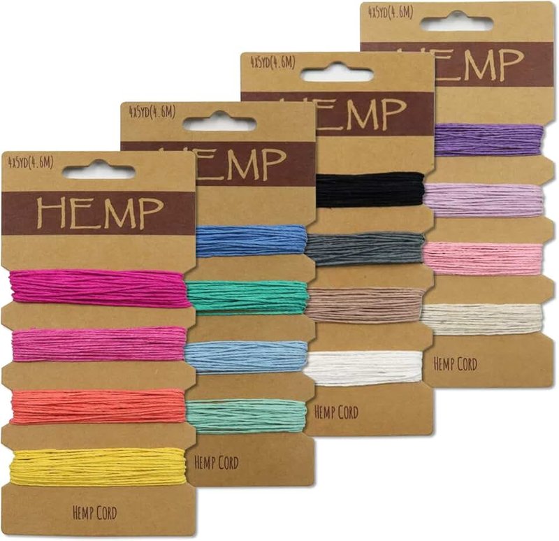Huakaile 16 Colors Waxed Hemp Cord 1mm, 4 Cards Flax String Colored, 80 Yards Wax Coated Thread, Colorful Twine for Jewelry Bracelet Making Handmade Craft (Combo 2)
