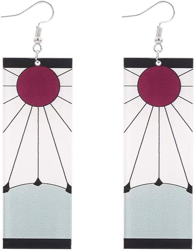KitsKap Tanjiro Earrings Hanafuda Tanjiro Cosplay Earrings Anime Jewelry Accessories