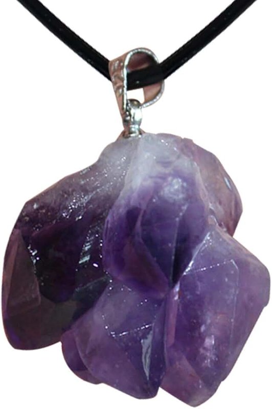 Generic Crystal Pendant | Amethyst Natural Crystal Necklace - Raw Rough Healing Crystal Stones Reiki Crystal Stone Tumbling Fountain Rocks Gemstone for