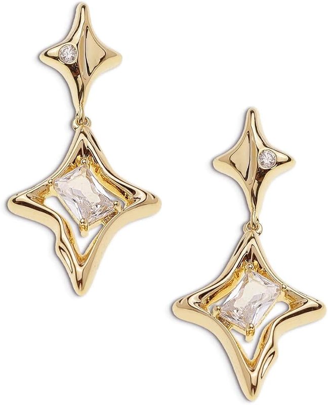 Sonateomber Sonateomber Star Drop Dangle Earrings for Women Teen Girls - Trendy Unique Sparkly Rhinestone Hypoallergenic Stud Fashion Jewelry Gift