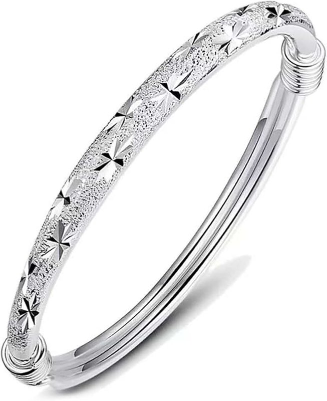 Salanda Silver plated Bangle, Fashion Simple Open Bracelet Jewelry Women Girls