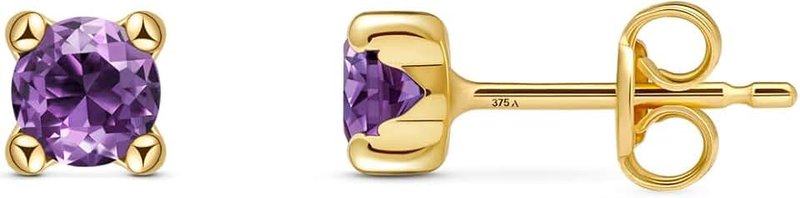 Amberta Allure Women 9 Ct Yellow Gold Synthetic Gemstone Stud Earrings