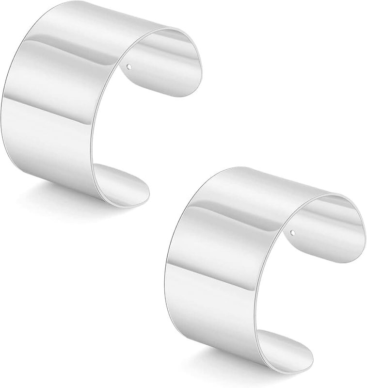 MOZAKA 2 Pcs Cuff Bangle Bracelet for Women Wide Open Cuff Bracelets Gold Sliver Wrist Cuff Wrap Bracelets Adjustable