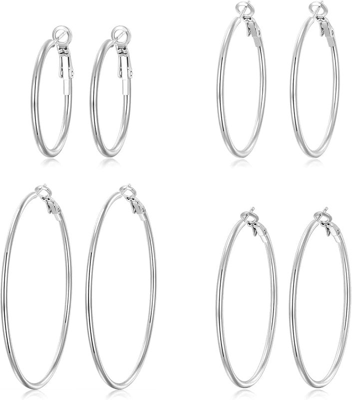 PICKBEAU Silver Dangle Earrings, 18K White Gold Plated Small Huggie Hoop Earrings for Women