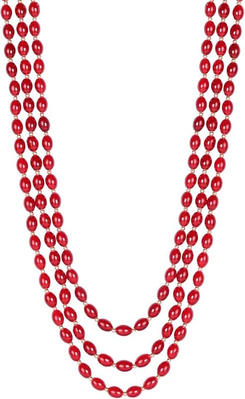 I Jewels 3 Layered Gold Plated Indian Wedding Bollywood Dulha Mint Moti Mala with Beaded Maharaja Haar/Groom Necklace For Men(MLP46)