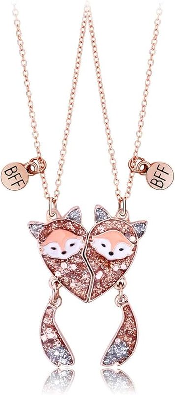 Lezmoii Friendship Necklace Best Friend Necklace Matching Magnetic BFF Necklace for 2 Girls Friendship Gifts