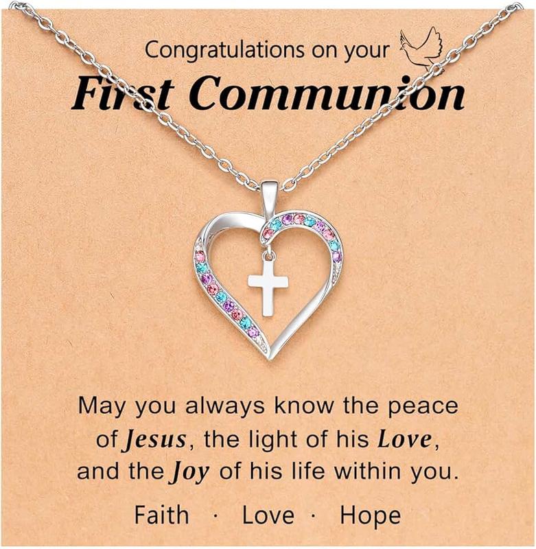 UPROMI Cross Necklace for Girls Baptism First Communion Confirmation Gifts Necklace for Teen Girls