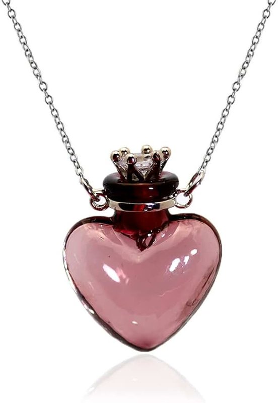 Bysxny 1PC 1PC Colorful Heart Vial Perfume Bottle Necklaces Stainless Steel Chain Make a Wish Aroma Essential Oil Diffuser Pendant necklace Women Jewelry
