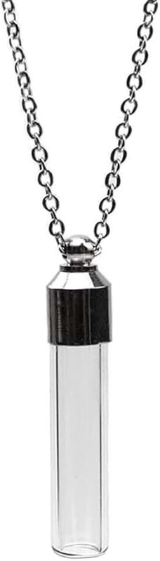 Ailiessy Blood Vial Necklace Stainless Steel Glass Heart Vial Perfume Bottle Cremation Urn Pendant Necklace for Women Keepsake Memorial Jewelry