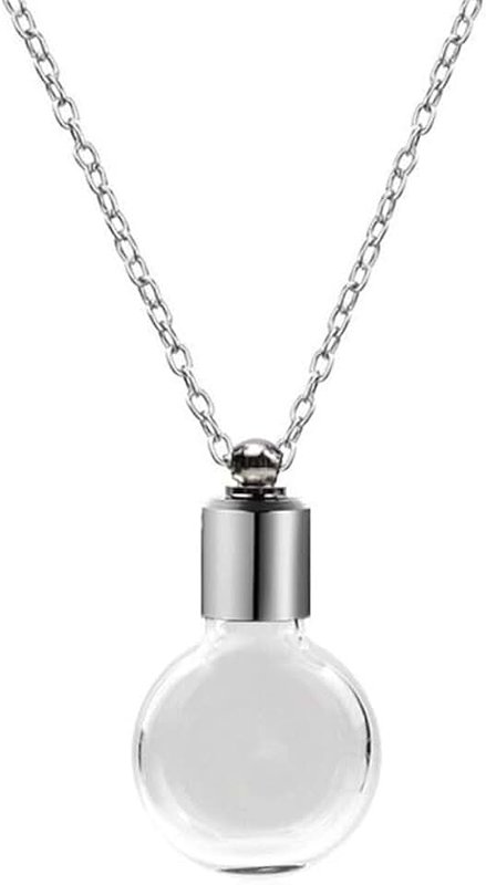 Ailiessy Blood Vial Necklace Stainless Steel Glass Heart Vial Perfume Bottle Cremation Urn Pendant Necklace for Women Keepsake Memorial Jewelry