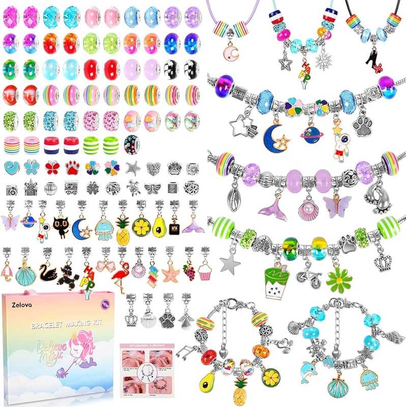 Bracelet Making Kit for Girls Gifts 6 Years Old, 150 Pieces Kid Jewelry Making Kits Ages 6-8, Birthday Gift Ideal Crafts for Girls Ages 8-12