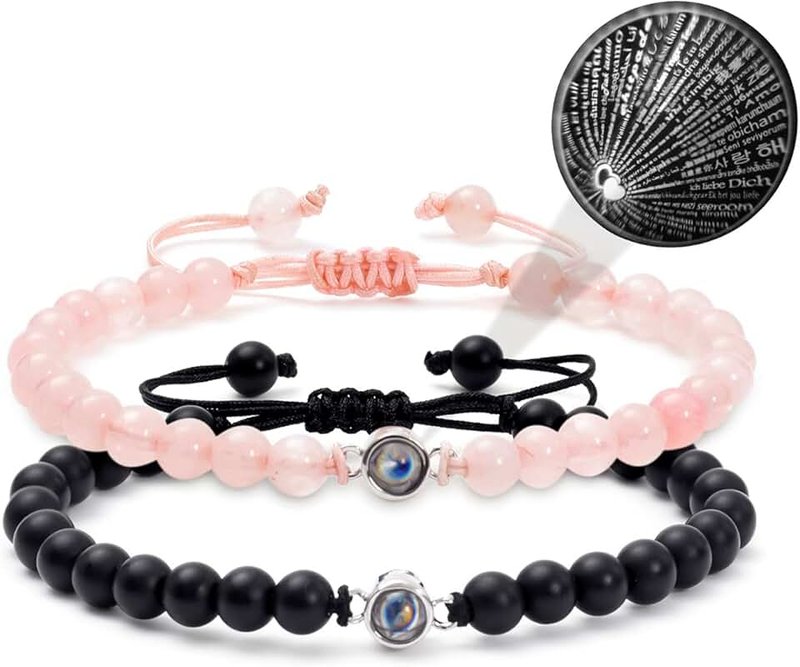 DSJLMOMO 100 Language I Love You Couples Bracelets, His And Her Matching Couple Gifts Bracelet Jewelry